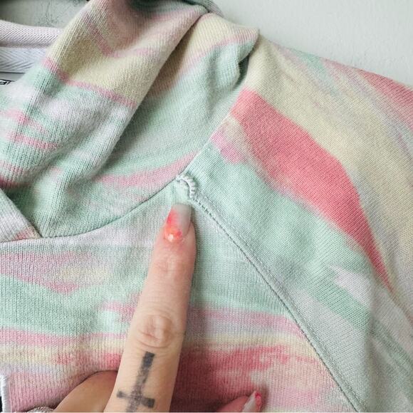 ADIDAS WOMEN'S CROPPED TREFOIL HOODIE SHERBERT RAINBOW  ~SIZE SMALL - Picture 5 of 10